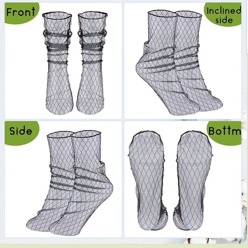 Black Diamonds Sheer Tulle Mesh Sexy Slouch Socks